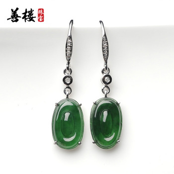 A貨翡翠祖母綠冰種陽綠女士耳墜 尊貴典雅，品質保證